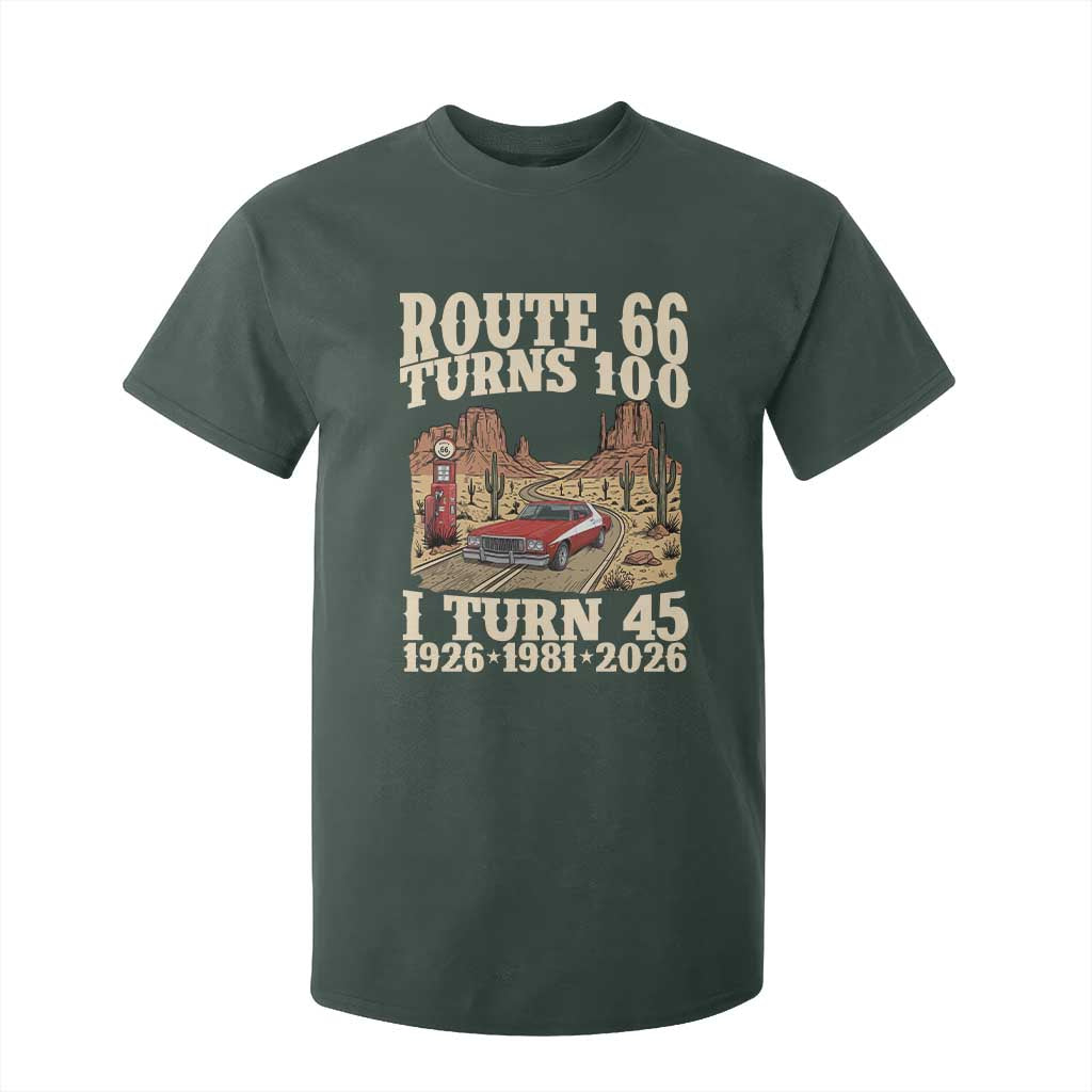 Route Highway 66 Turns 100 I Turn 45 T Shirt For Kid Vintage 1981 Road Sign American Muscle Car Lover 45th Birthday Gift
