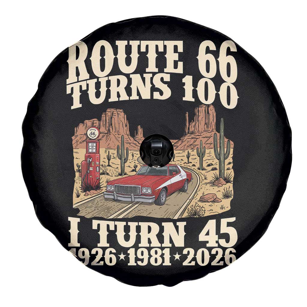 Route Highway 66 Turns 100 I Turn 45 Spare Tire Cover Vintage 1981 Road Sign American Muscle Car Lover 45th Birthday Gift