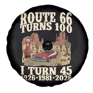 Route Highway 66 Turns 100 I Turn 45 Spare Tire Cover Vintage 1981 Road Sign American Muscle Car Lover 45th Birthday Gift