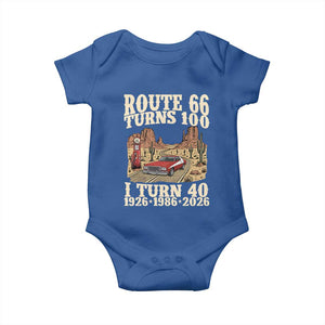 Route Highway 66 Turns 100 I Turn 40 Baby Onesie Vintage 1986 Road Sign American Muscle Car Lover 40th Birthday Gift