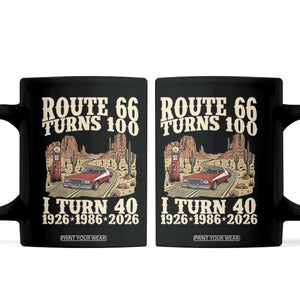 Route Highway 66 Turns 100 I Turn 40 Coffee Mug Vintage 1986 Road Sign American Muscle Car Lover 40th Birthday Gift