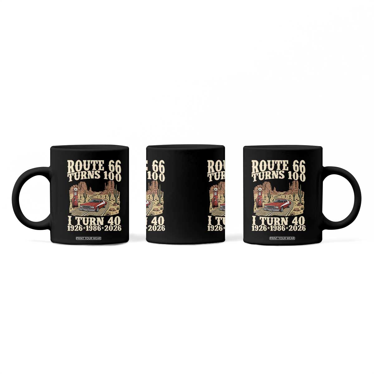 Route Highway 66 Turns 100 I Turn 40 Coffee Mug Vintage 1986 Road Sign American Muscle Car Lover 40th Birthday Gift