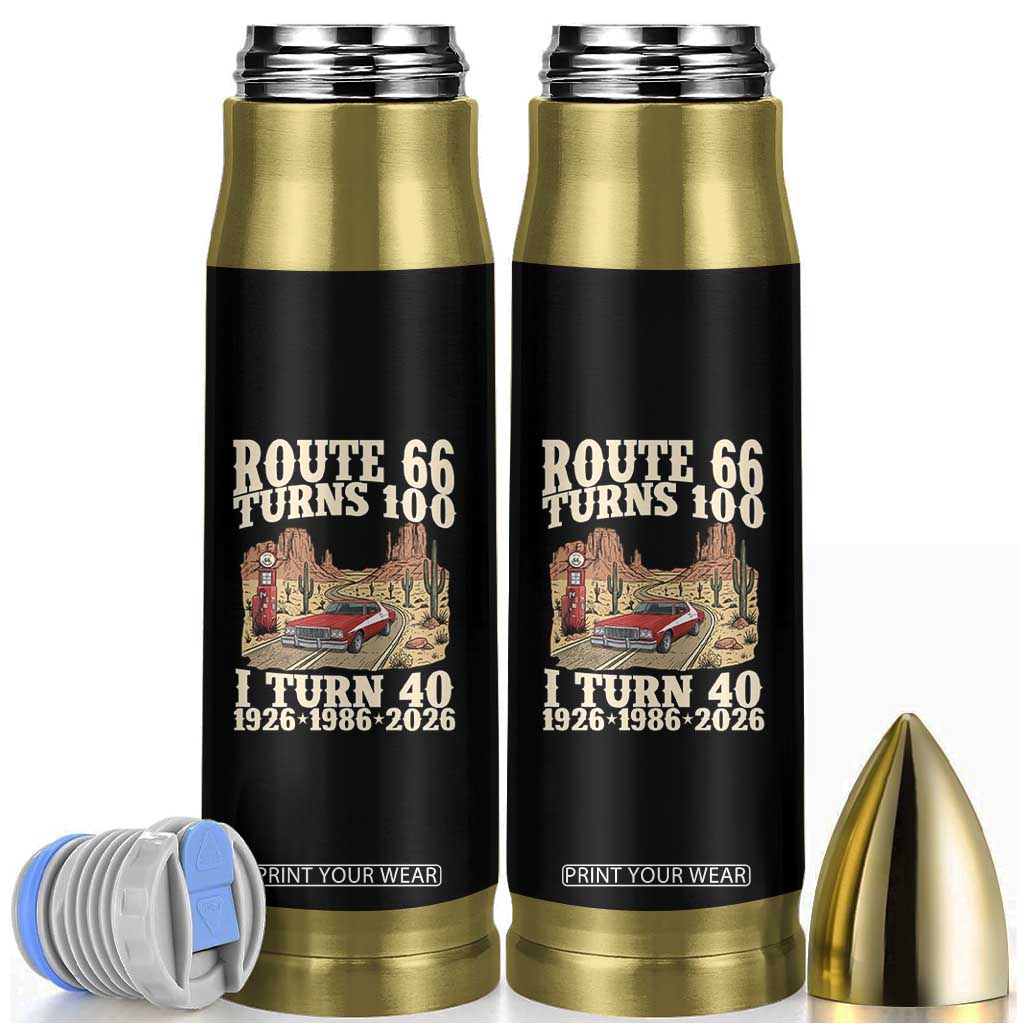 Route Highway 66 Turns 100 I Turn 40 Bullet Tumbler Vintage 1986 Road Sign American Muscle Car Lover 40th Birthday Gift