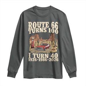 Route Highway 66 Turns 100 I Turn 40 Long Sleeve Shirt Vintage 1986 Road Sign American Muscle Car Lover 40th Birthday Gift