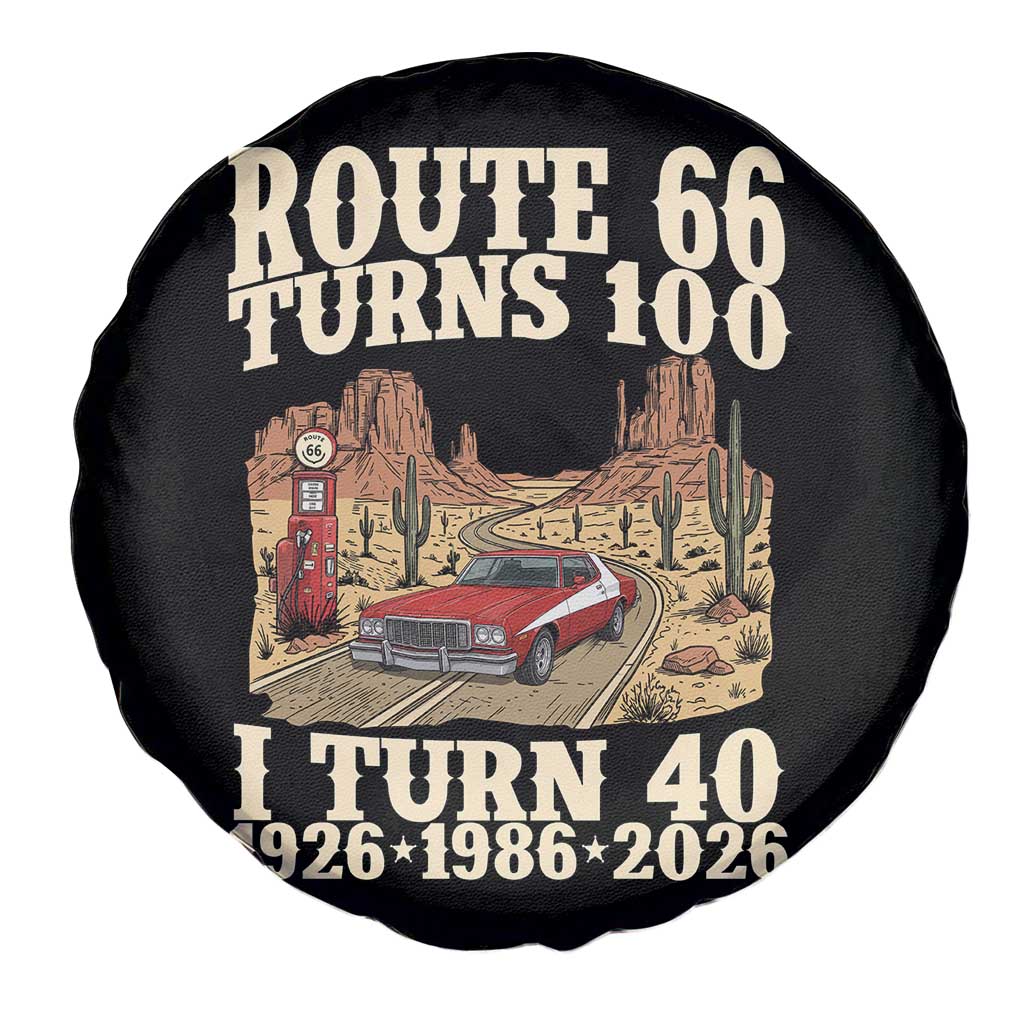 Route Highway 66 Turns 100 I Turn 40 Spare Tire Cover Vintage 1986 Road Sign American Muscle Car Lover 40th Birthday Gift