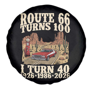 Route Highway 66 Turns 100 I Turn 40 Spare Tire Cover Vintage 1986 Road Sign American Muscle Car Lover 40th Birthday Gift