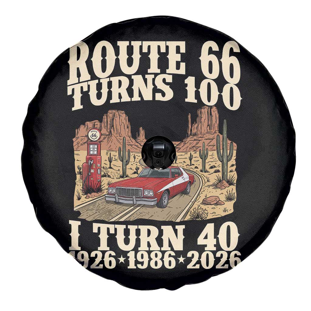 Route Highway 66 Turns 100 I Turn 40 Spare Tire Cover Vintage 1986 Road Sign American Muscle Car Lover 40th Birthday Gift