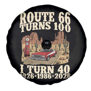Route Highway 66 Turns 100 I Turn 40 Spare Tire Cover Vintage 1986 Road Sign American Muscle Car Lover 40th Birthday Gift