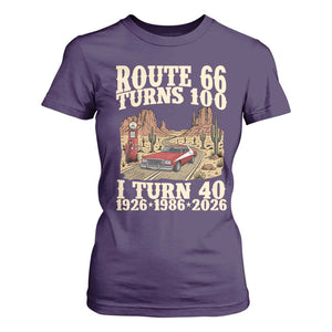 Route Highway 66 Turns 100 I Turn 40 T Shirt For Women Vintage 1986 Road Sign American Muscle Car Lover 40th Birthday Gift