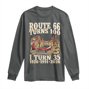 Route Highway 66 Turns 100 I Turn 35 Long Sleeve Shirt Vintage 1991 Road Sign American Muscle Car Lover 35th Birthday Gift