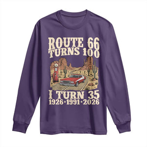 Route Highway 66 Turns 100 I Turn 35 Long Sleeve Shirt Vintage 1991 Road Sign American Muscle Car Lover 35th Birthday Gift