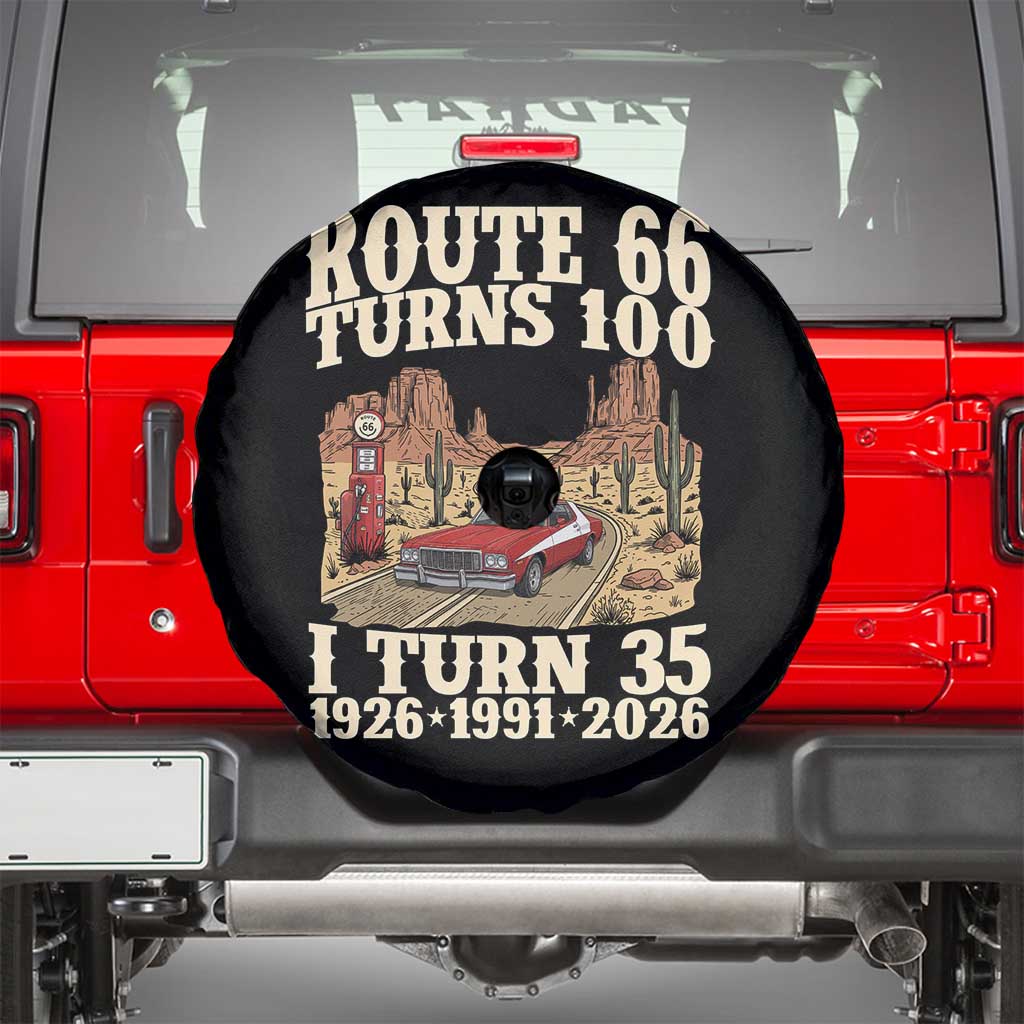Route Highway 66 Turns 100 I Turn 35 Spare Tire Cover Vintage 1991 Road Sign American Muscle Car Lover 35th Birthday Gift