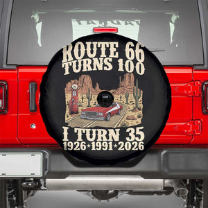 Route Highway 66 Turns 100 I Turn 35 Spare Tire Cover Vintage 1991 Road Sign American Muscle Car Lover 35th Birthday Gift