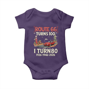 Route Highway 66 Turns 100 I Turn 80 Baby Onesie Vintage 1946 Road Sign Classic Muscle Car Lover 80th Birthday Gift