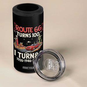 Route Highway 66 Turns 100 I Turn 80 4 in 1 Can Cooler Tumbler Vintage 1946 Road Sign Classic Muscle Car Lover 80th Birthday Gift