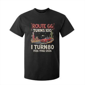 Route Highway 66 Turns 100 I Turn 80 T Shirt For Kid Vintage 1946 Road Sign Classic Muscle Car Lover 80th Birthday Gift
