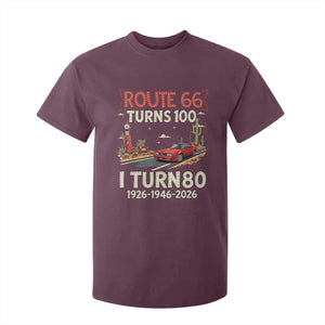 Route Highway 66 Turns 100 I Turn 80 T Shirt For Kid Vintage 1946 Road Sign Classic Muscle Car Lover 80th Birthday Gift