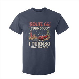 Route Highway 66 Turns 100 I Turn 80 T Shirt For Kid Vintage 1946 Road Sign Classic Muscle Car Lover 80th Birthday Gift