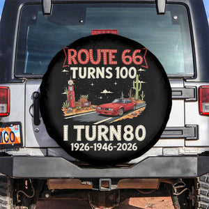 Route Highway 66 Turns 100 I Turn 80 Spare Tire Cover Vintage 1946 Road Sign Classic Muscle Car Lover 80th Birthday Gift
