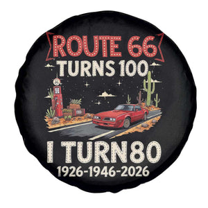 Route Highway 66 Turns 100 I Turn 80 Spare Tire Cover Vintage 1946 Road Sign Classic Muscle Car Lover 80th Birthday Gift