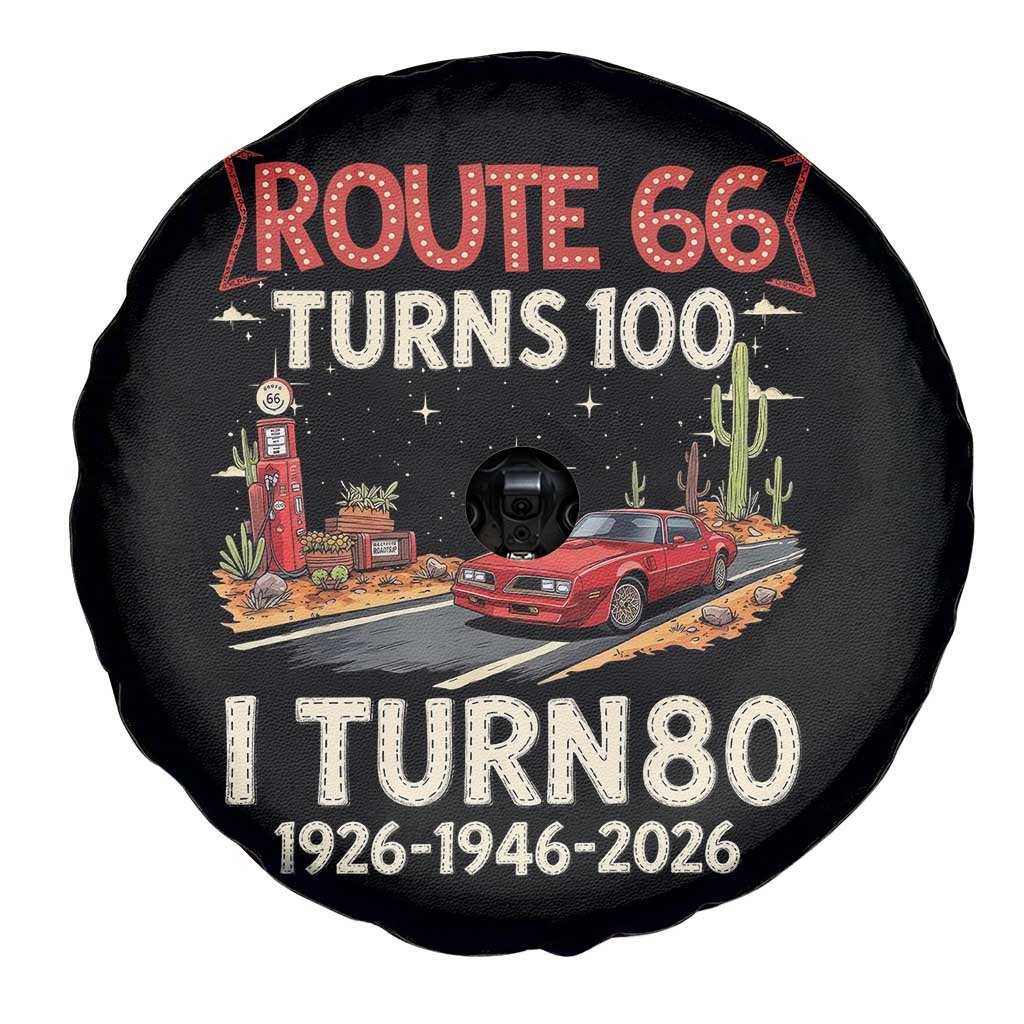 Route Highway 66 Turns 100 I Turn 80 Spare Tire Cover Vintage 1946 Road Sign Classic Muscle Car Lover 80th Birthday Gift