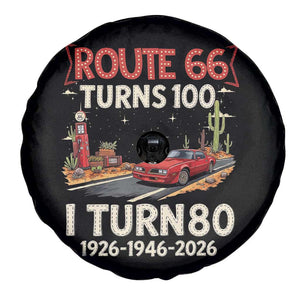 Route Highway 66 Turns 100 I Turn 80 Spare Tire Cover Vintage 1946 Road Sign Classic Muscle Car Lover 80th Birthday Gift