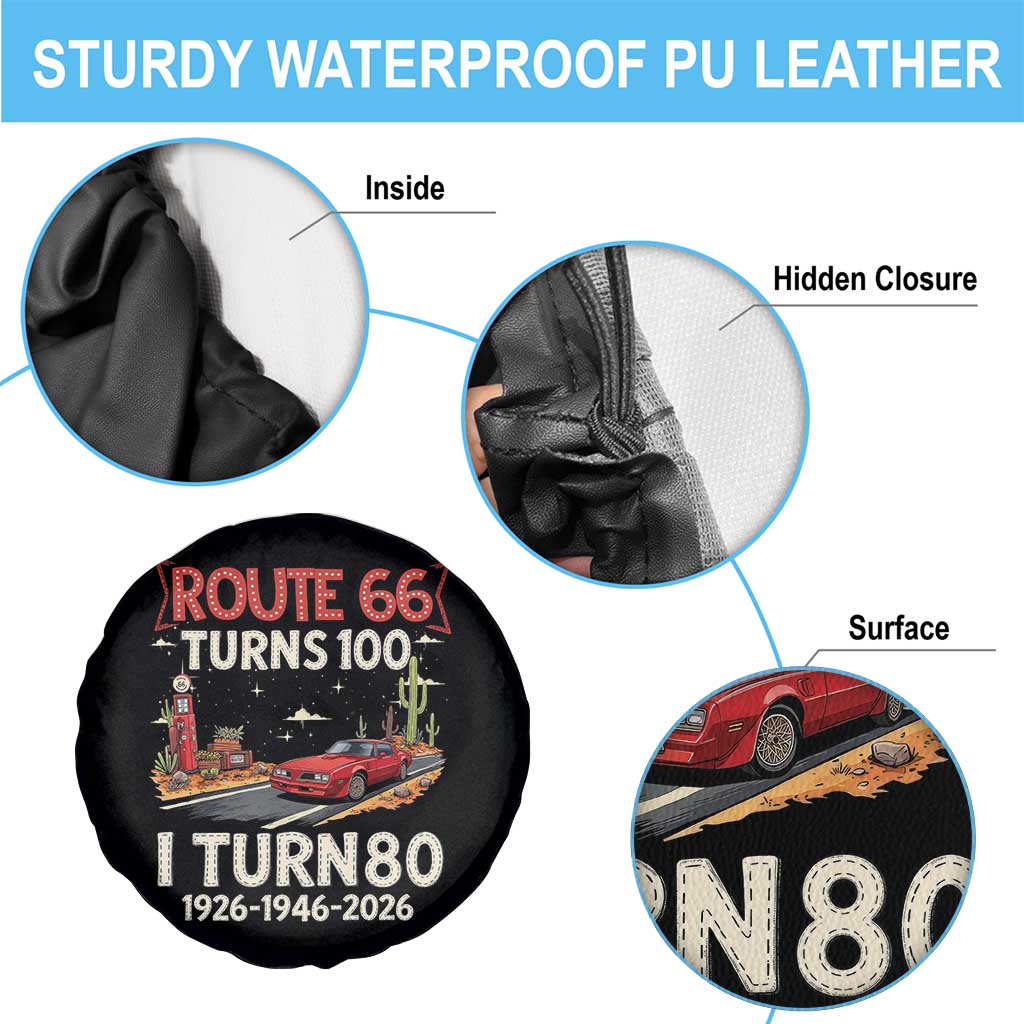 Route Highway 66 Turns 100 I Turn 80 Spare Tire Cover Vintage 1946 Road Sign Classic Muscle Car Lover 80th Birthday Gift