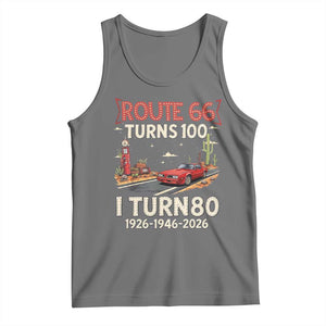 Route Highway 66 Turns 100 I Turn 80 Tank Top Vintage 1946 Road Sign Classic Muscle Car Lover 80th Birthday Gift