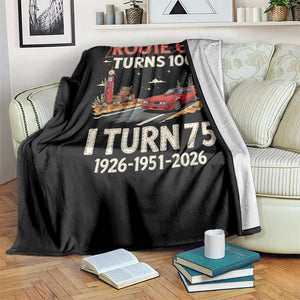 Route Highway 66 Turns 100 I Turn 75 Throw Blanket Vintage 1951 Road Sign Classic Muscle Car Lover 75th Birthday Gift