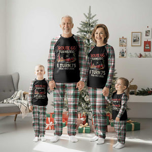 Route Highway 66 Turns 100 I Turn 75 Plaid Pajama Set Vintage 1951 Road Sign Classic Muscle Car Lover 75th Birthday Gift