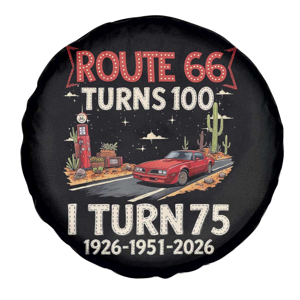 Route Highway 66 Turns 100 I Turn 75 Spare Tire Cover Vintage 1951 Road Sign Classic Muscle Car Lover 75th Birthday Gift