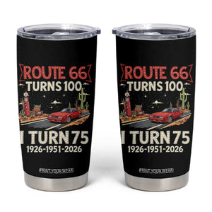 Route Highway 66 Turns 100 I Turn 75 Tumbler Cup Vintage 1951 Road Sign Classic Muscle Car Lover 75th Birthday Gift