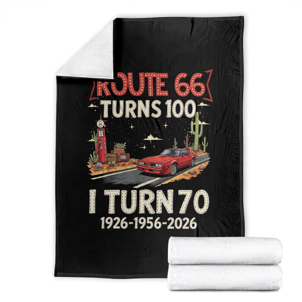 Route Highway 66 Turns 100 I Turn 70 Throw Blanket Vintage 1956 Road Sign Classic Muscle Car Lover 70th Birthday Gift