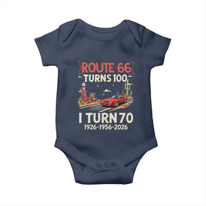 Route Highway 66 Turns 100 I Turn 70 Baby Onesie Vintage 1956 Road Sign Classic Muscle Car Lover 70th Birthday Gift