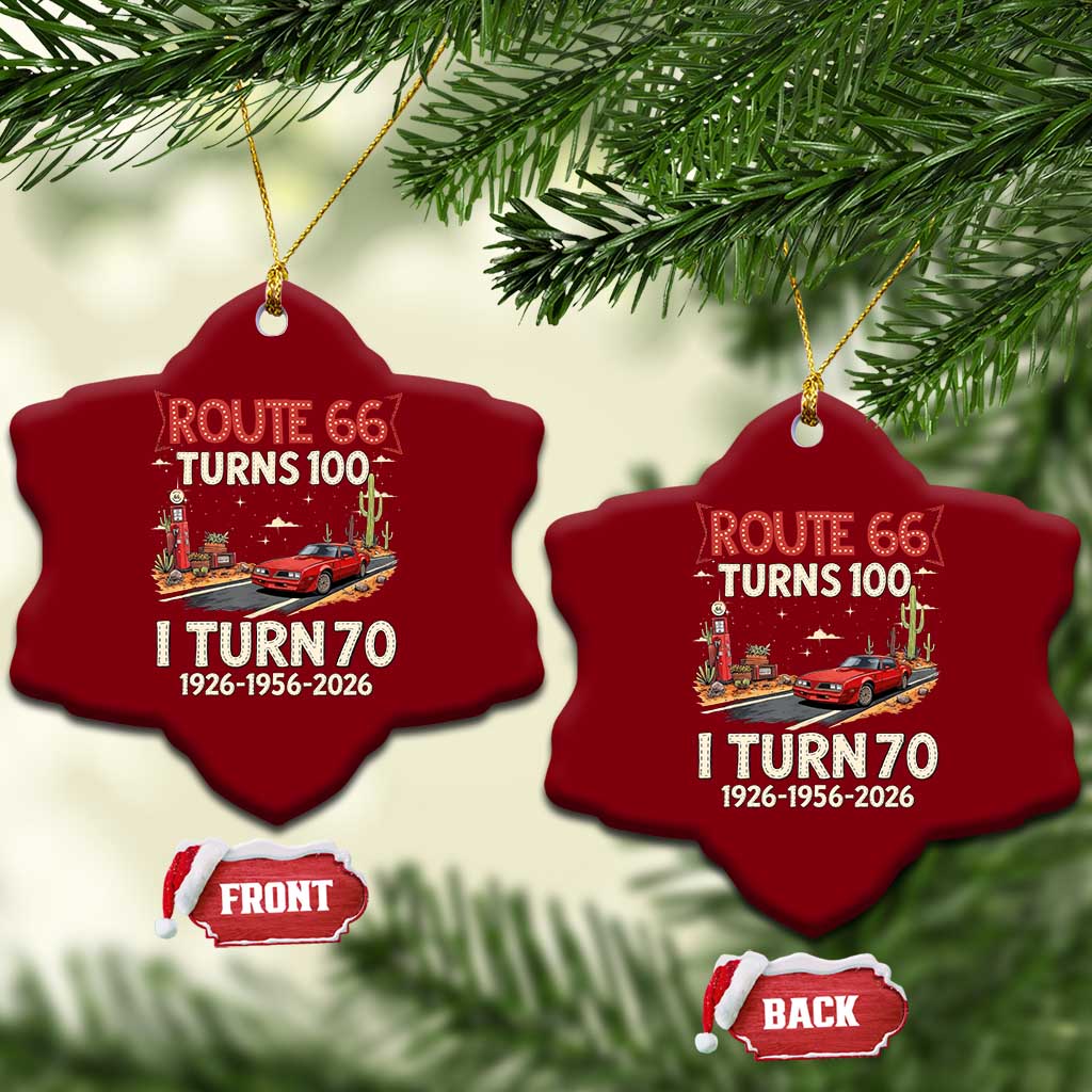 Route Highway 66 Turns 100 I Turn 70 Ceramic Ornament Vintage 1956 Road Sign Classic Muscle Car Lover 70th Birthday Gift