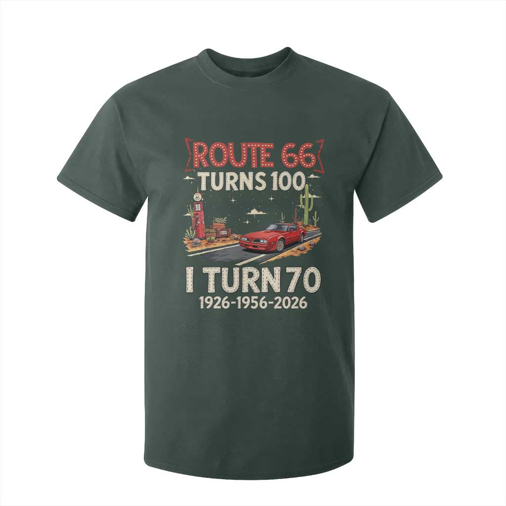Route Highway 66 Turns 100 I Turn 70 T Shirt For Kid Vintage 1956 Road Sign Classic Muscle Car Lover 70th Birthday Gift