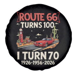Route Highway 66 Turns 100 I Turn 70 Spare Tire Cover Vintage 1956 Road Sign Classic Muscle Car Lover 70th Birthday Gift