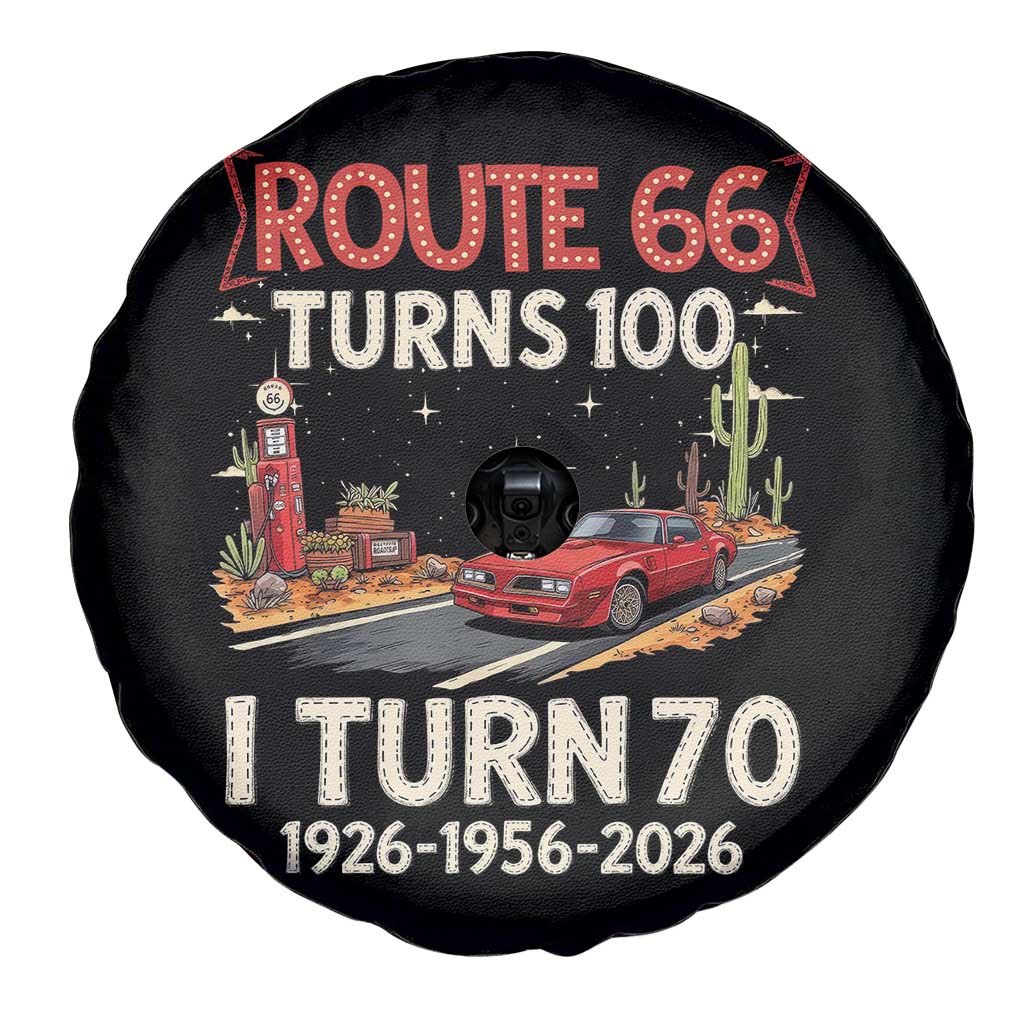 Route Highway 66 Turns 100 I Turn 70 Spare Tire Cover Vintage 1956 Road Sign Classic Muscle Car Lover 70th Birthday Gift
