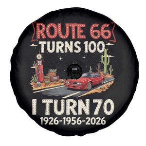 Route Highway 66 Turns 100 I Turn 70 Spare Tire Cover Vintage 1956 Road Sign Classic Muscle Car Lover 70th Birthday Gift