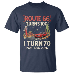 Route Highway 66 Turns 100 I Turn 70 T Shirt Vintage 1956 Road Sign Classic Muscle Car Lover 70th Birthday Gift