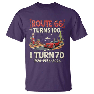 Route Highway 66 Turns 100 I Turn 70 T Shirt Vintage 1956 Road Sign Classic Muscle Car Lover 70th Birthday Gift