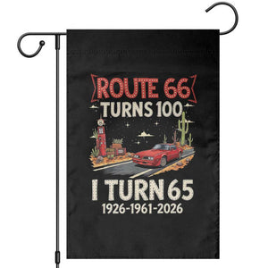 Route Highway 66 Turns 100 I Turn 65 Garden Flag Vintage 1961 Road Sign Classic Muscle Car Lover 65th Birthday Gift