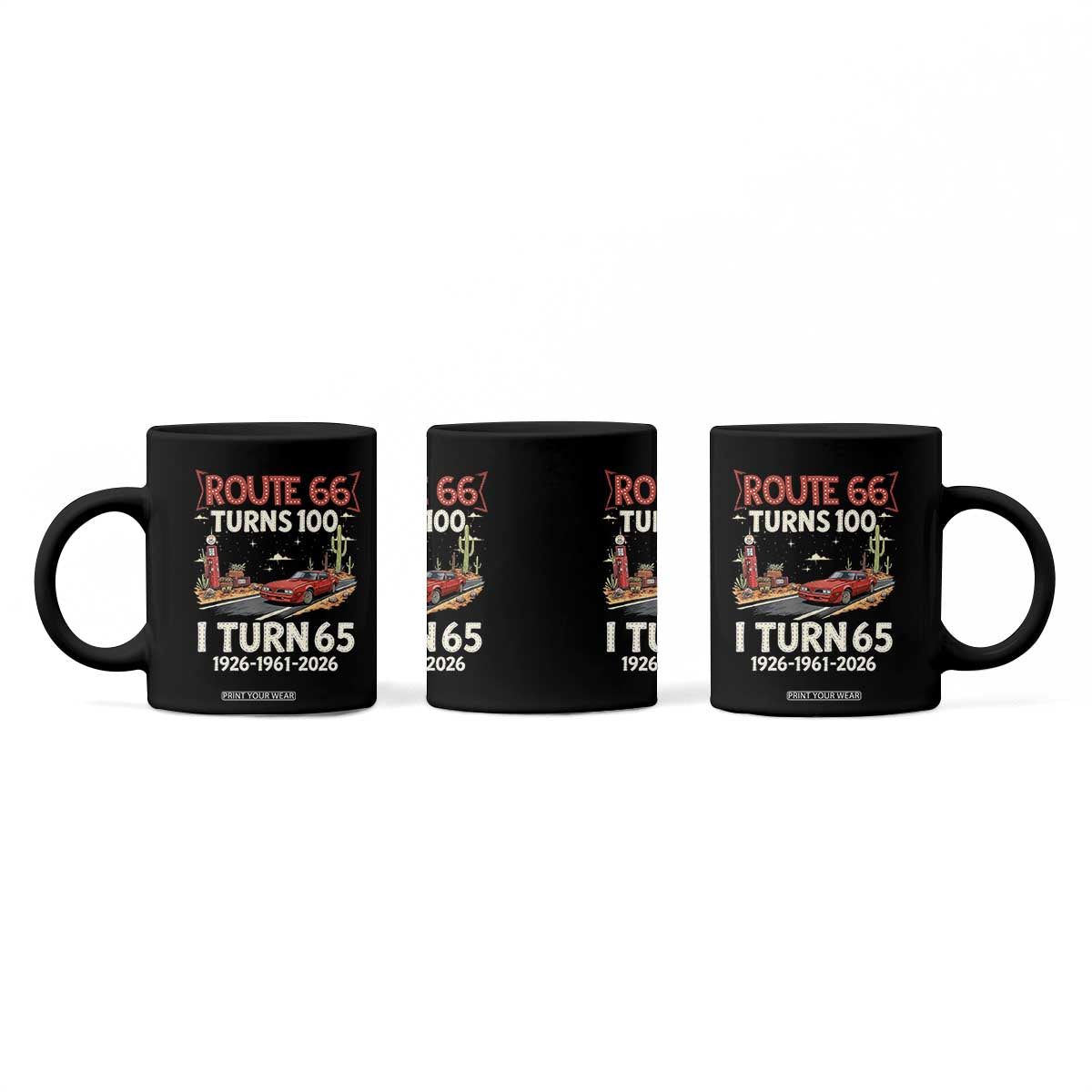 Route Highway 66 Turns 100 I Turn 65 Coffee Mug Vintage 1961 Road Sign Classic Muscle Car Lover 65th Birthday Gift