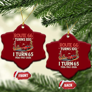 Route Highway 66 Turns 100 I Turn 65 Ceramic Ornament Vintage 1961 Road Sign Classic Muscle Car Lover 65th Birthday Gift