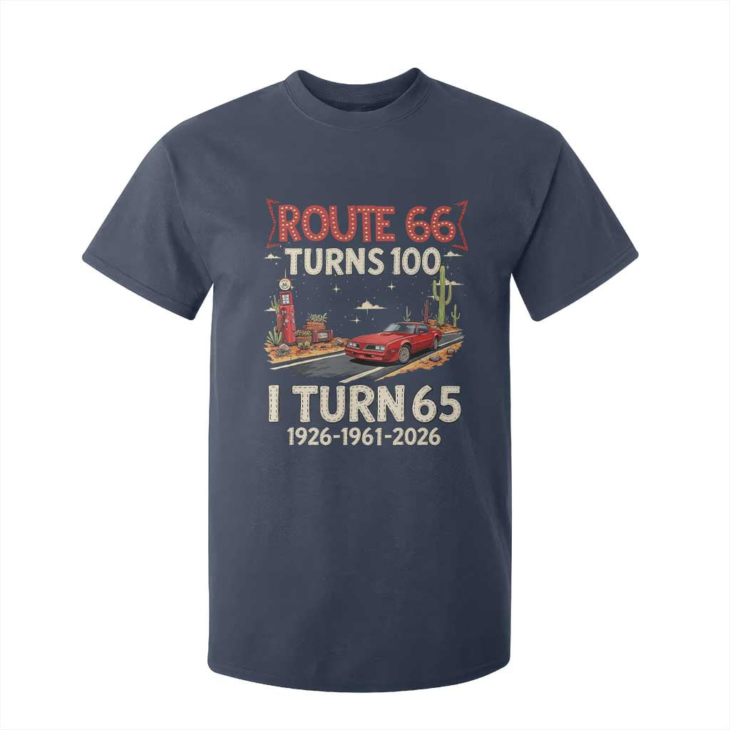 Route Highway 66 Turns 100 I Turn 65 T Shirt For Kid Vintage 1961 Road Sign Classic Muscle Car Lover 65th Birthday Gift