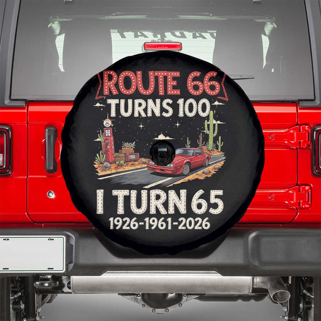Route Highway 66 Turns 100 I Turn 65 Spare Tire Cover Vintage 1961 Road Sign Classic Muscle Car Lover 65th Birthday Gift