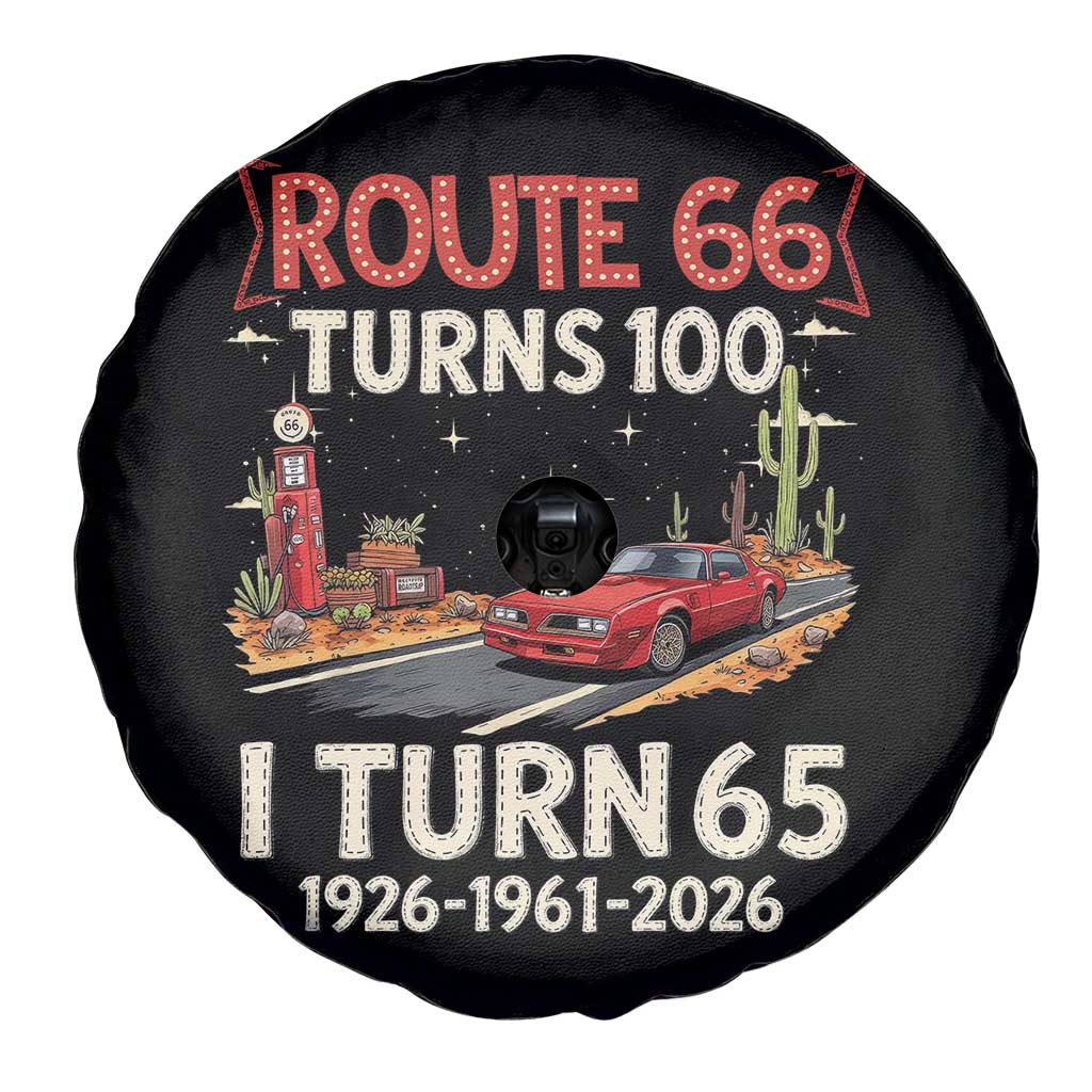 Route Highway 66 Turns 100 I Turn 65 Spare Tire Cover Vintage 1961 Road Sign Classic Muscle Car Lover 65th Birthday Gift