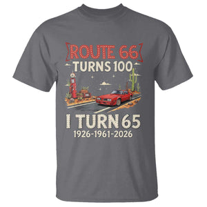 Route Highway 66 Turns 100 I Turn 65 T Shirt Vintage 1961 Road Sign Classic Muscle Car Lover 65th Birthday Gift