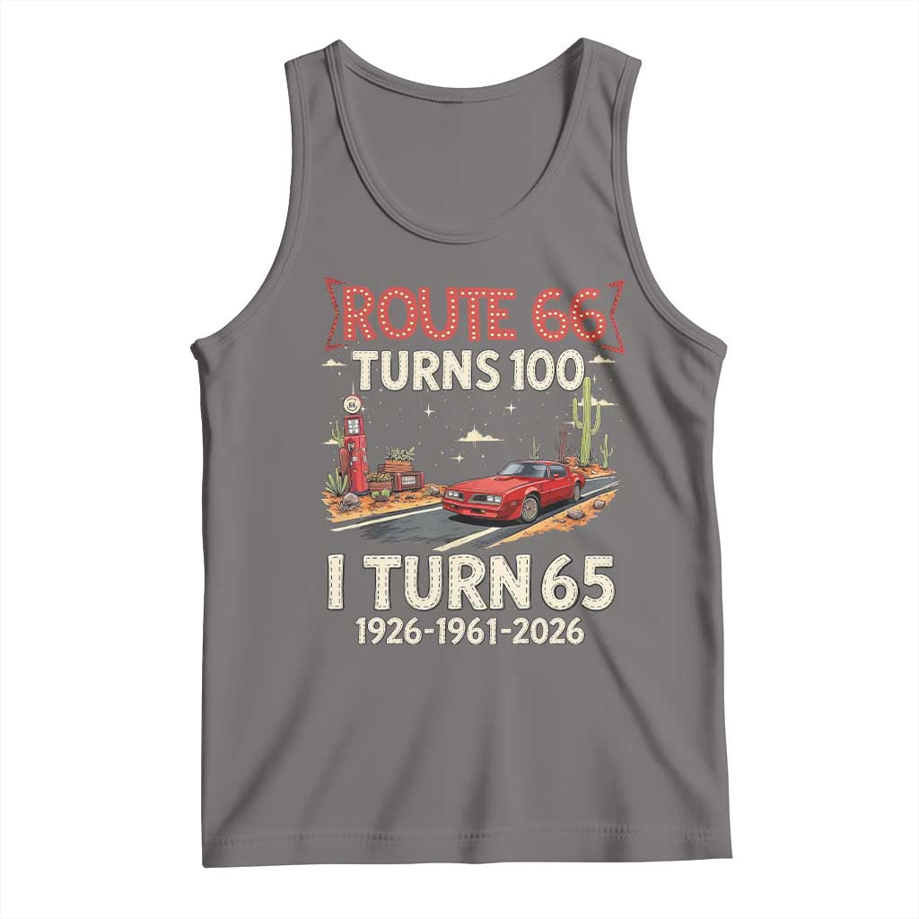 Route Highway 66 Turns 100 I Turn 65 Tank Top Vintage 1961 Road Sign Classic Muscle Car Lover 65th Birthday Gift