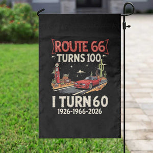 Route Highway 66 Turns 100 I Turn 60 Garden Flag Vintage 1966 Road Sign Classic Muscle Car Lover 60th Birthday Gift